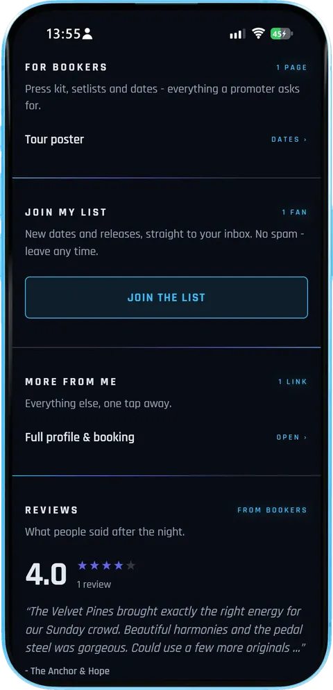 For bookers, join my list, more links and reviews