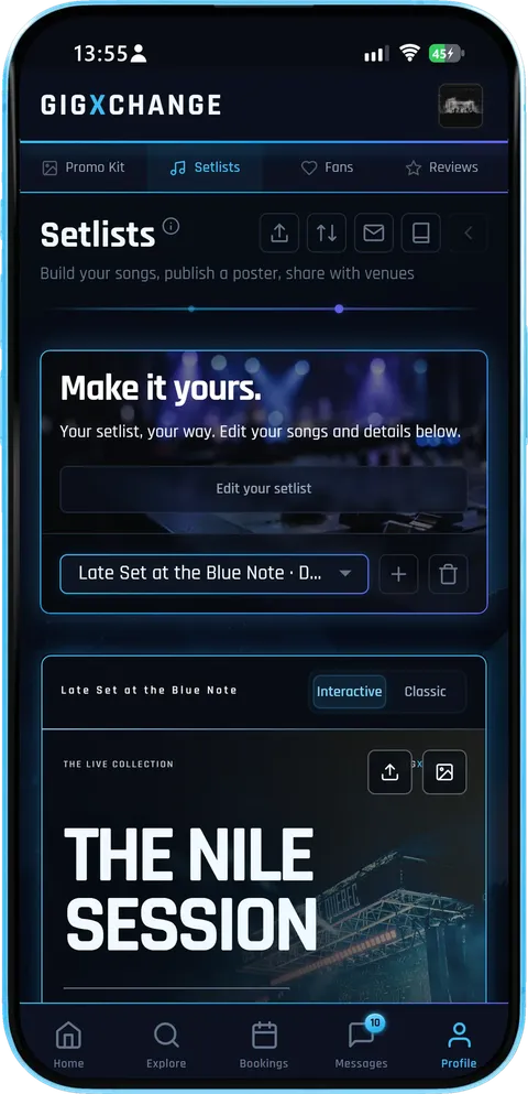 Your setlist, edited where it will be seen
