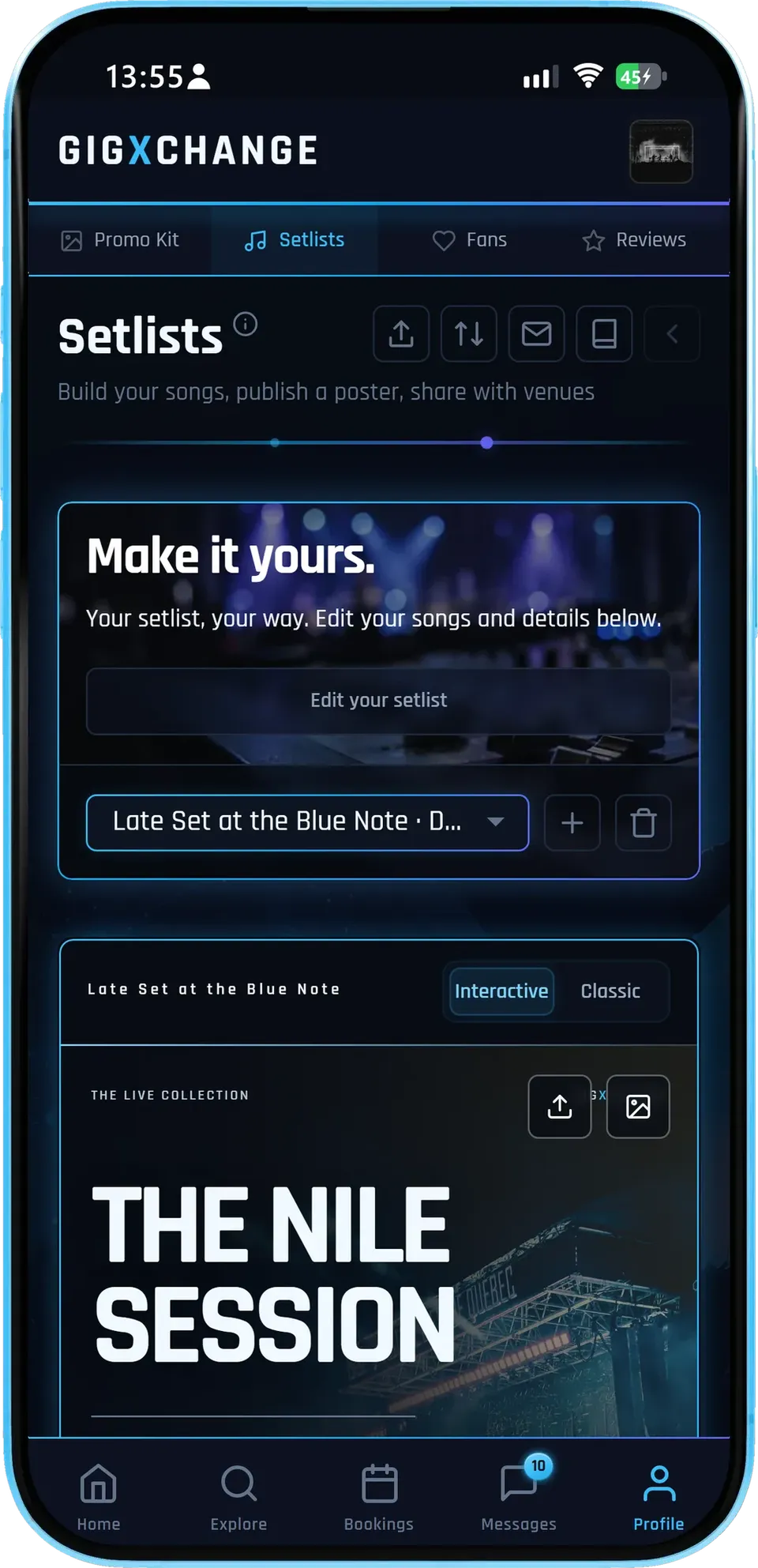 Your setlist, edited where it will be seen