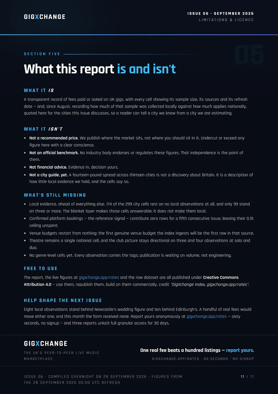 Limitations and licence - what the report is, what it is not, and what is still missing