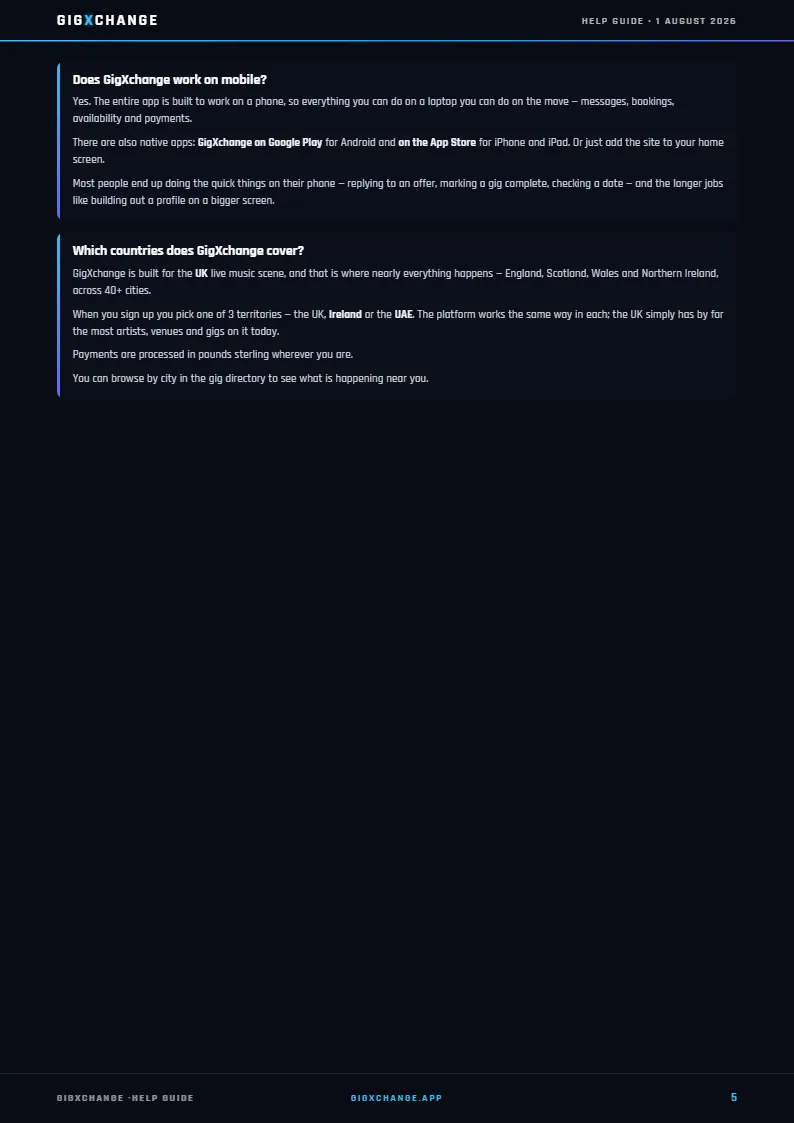 GigXchange Help Guide, page 5 of 17