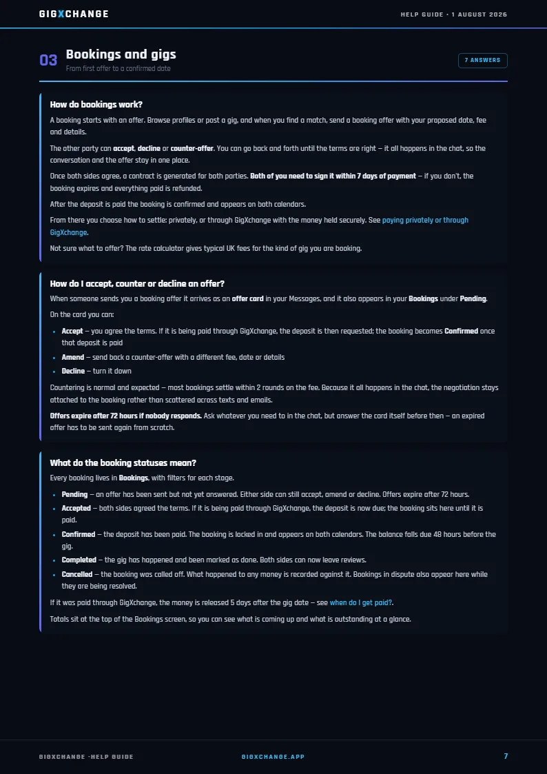 GigXchange Help Guide, page 7 of 17