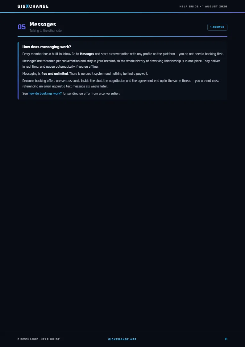 GigXchange Help Guide, page 11 of 17