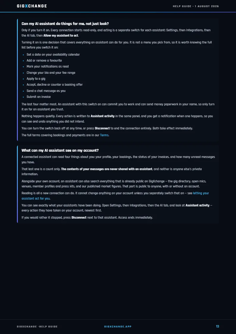 GigXchange Help Guide, page 13 of 17