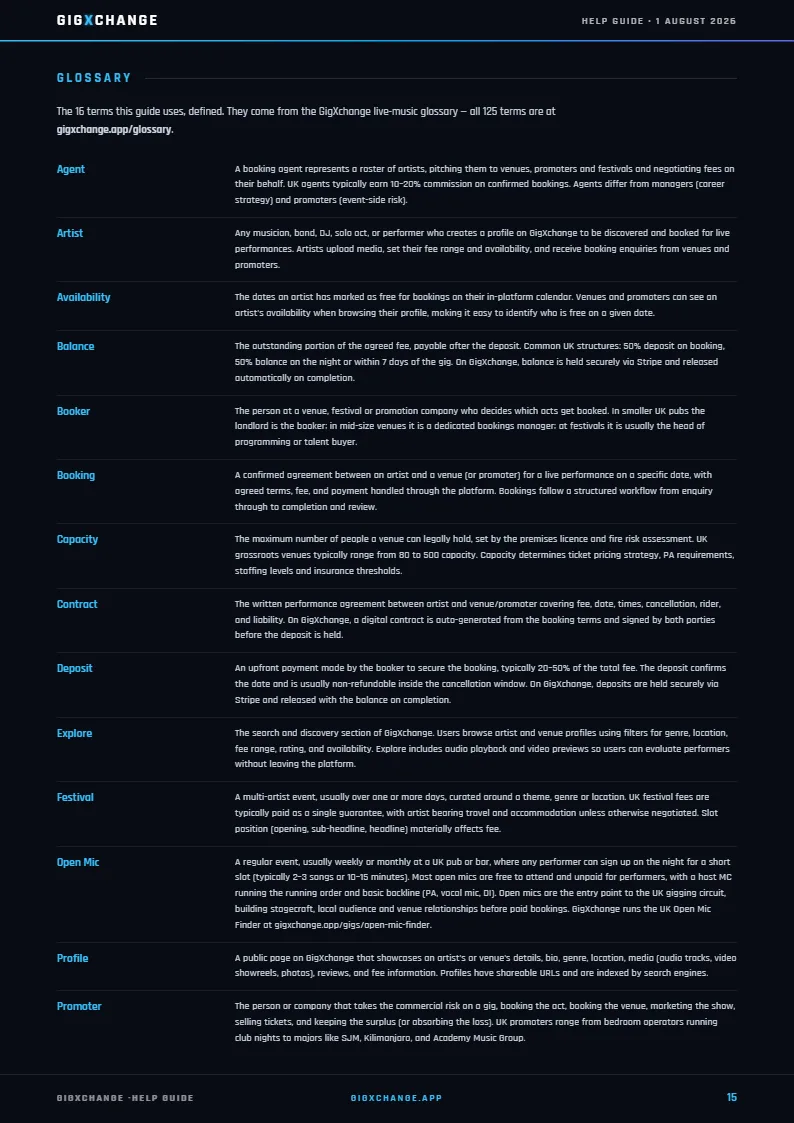 GigXchange Help Guide, page 15 of 17