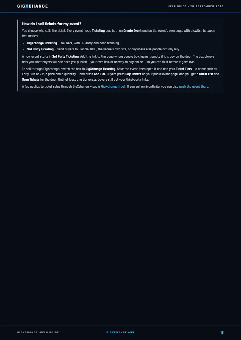 GigXchange Help Guide, page 18 of 24
