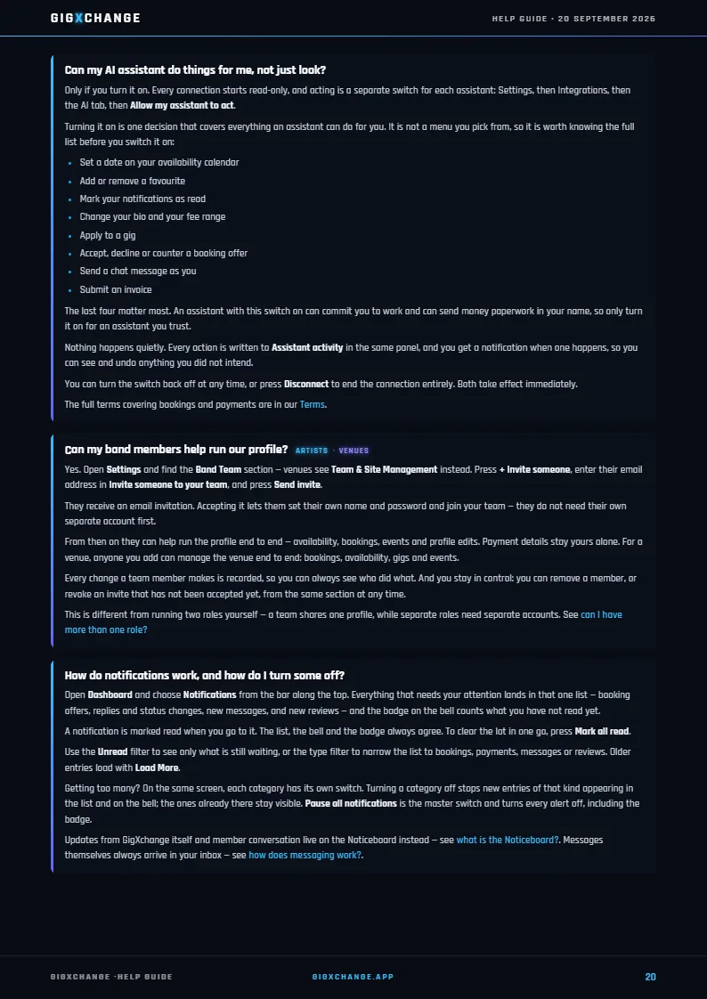 GigXchange Help Guide, page 20 of 24