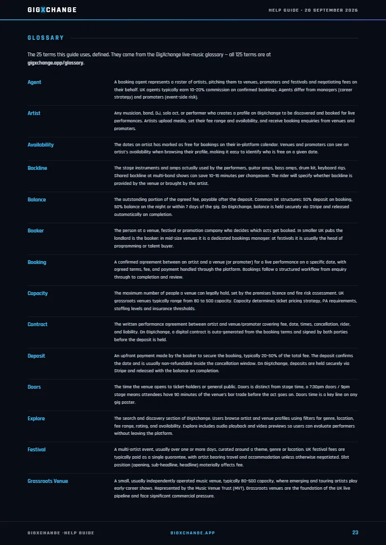 GigXchange Help Guide, page 23 of 24