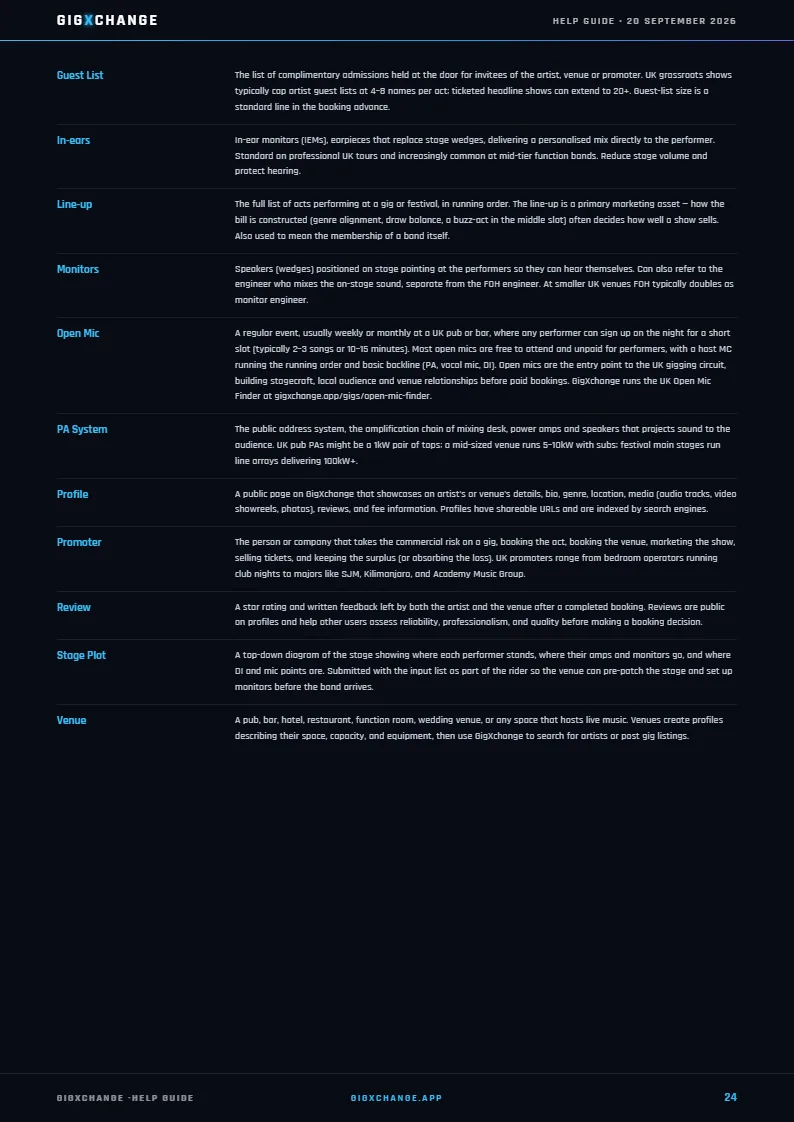 GigXchange Help Guide, page 24 of 24