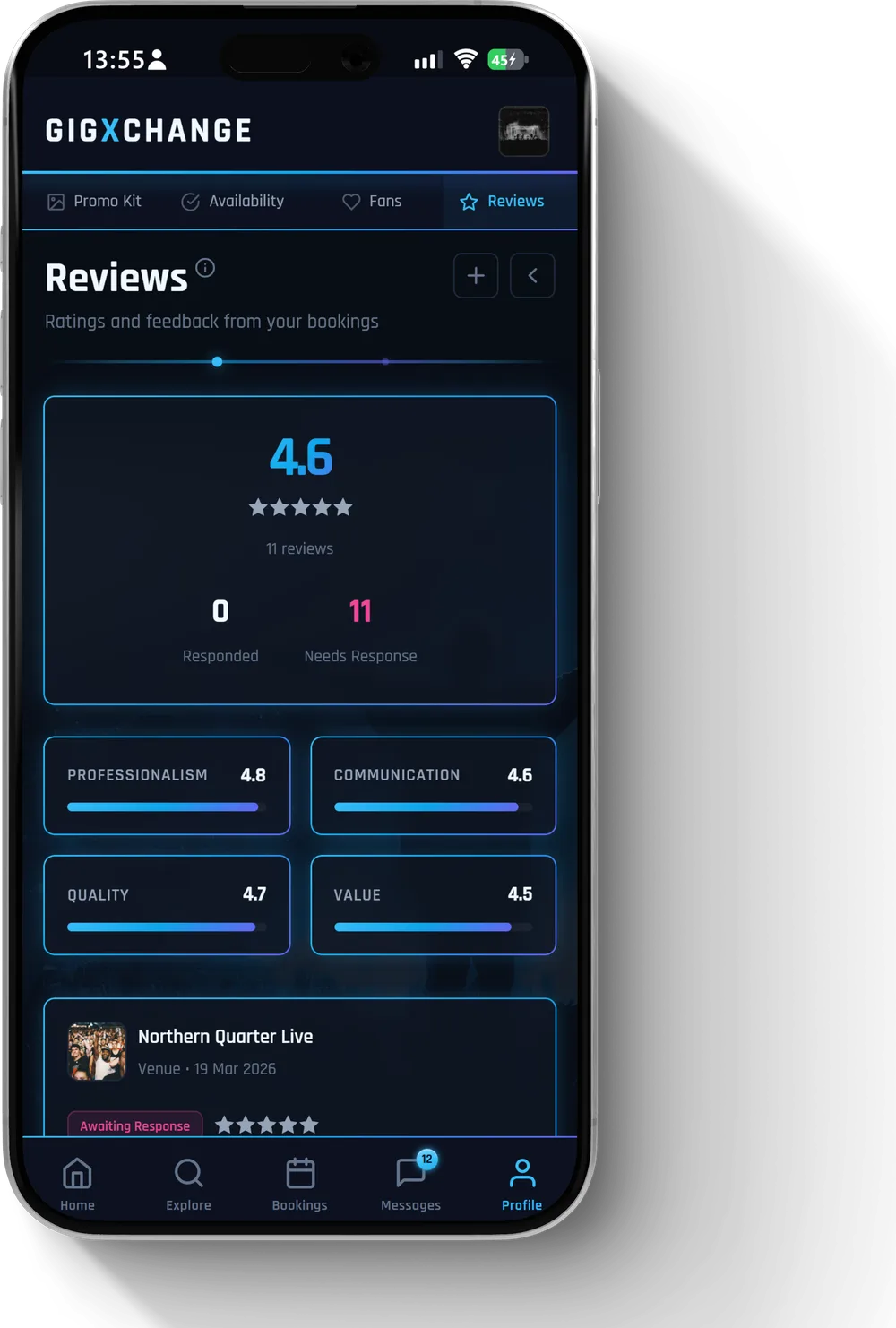 Reviews on your profile, from real completed bookings