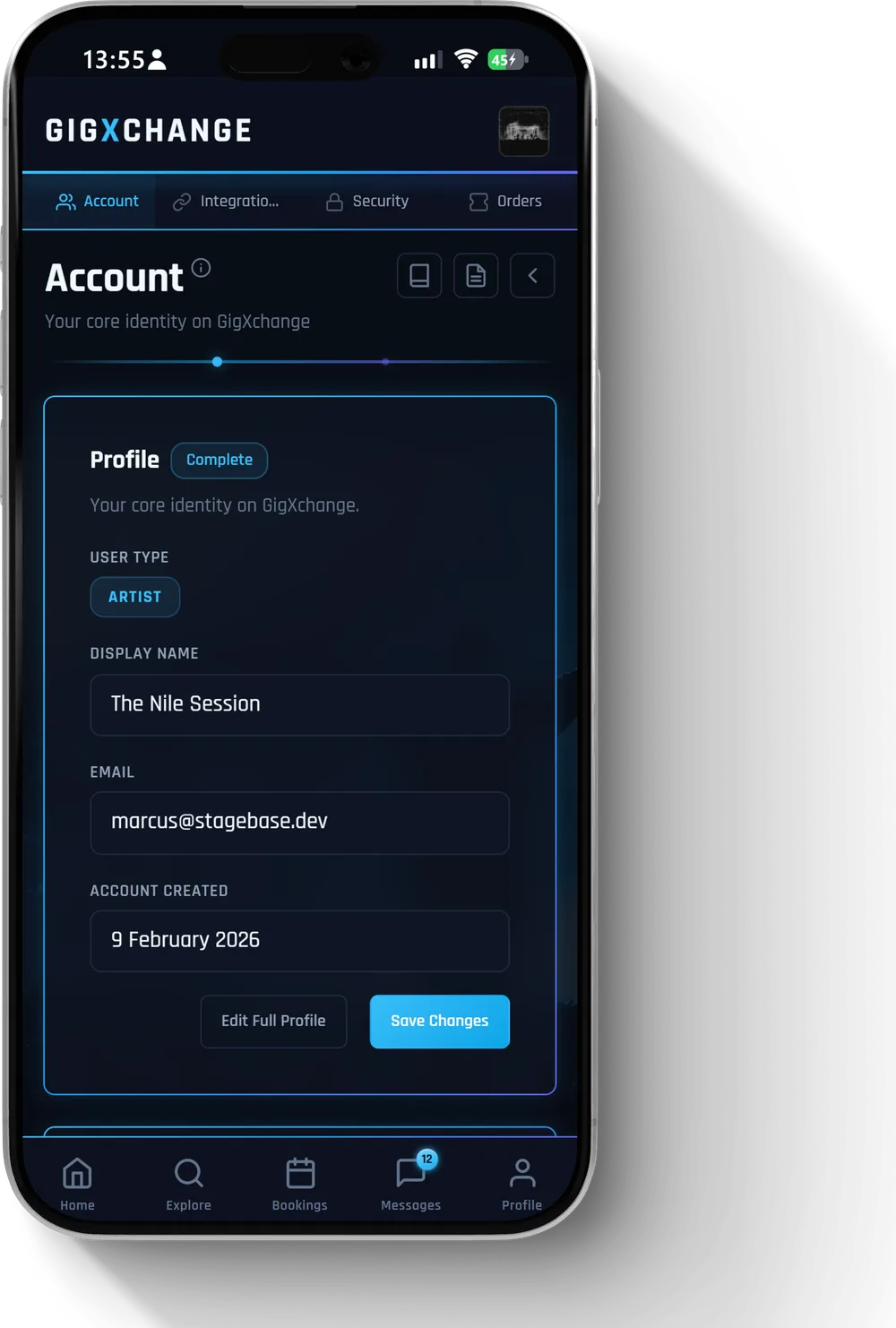 Settings > Account, where the Danger Zone lives