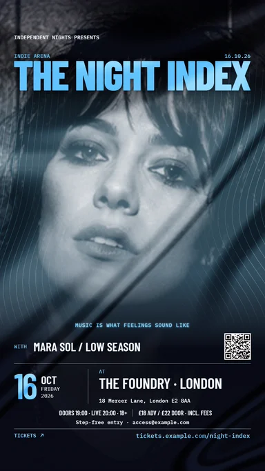 Live flyer page — the Frequency design, as a member's own visitors see it